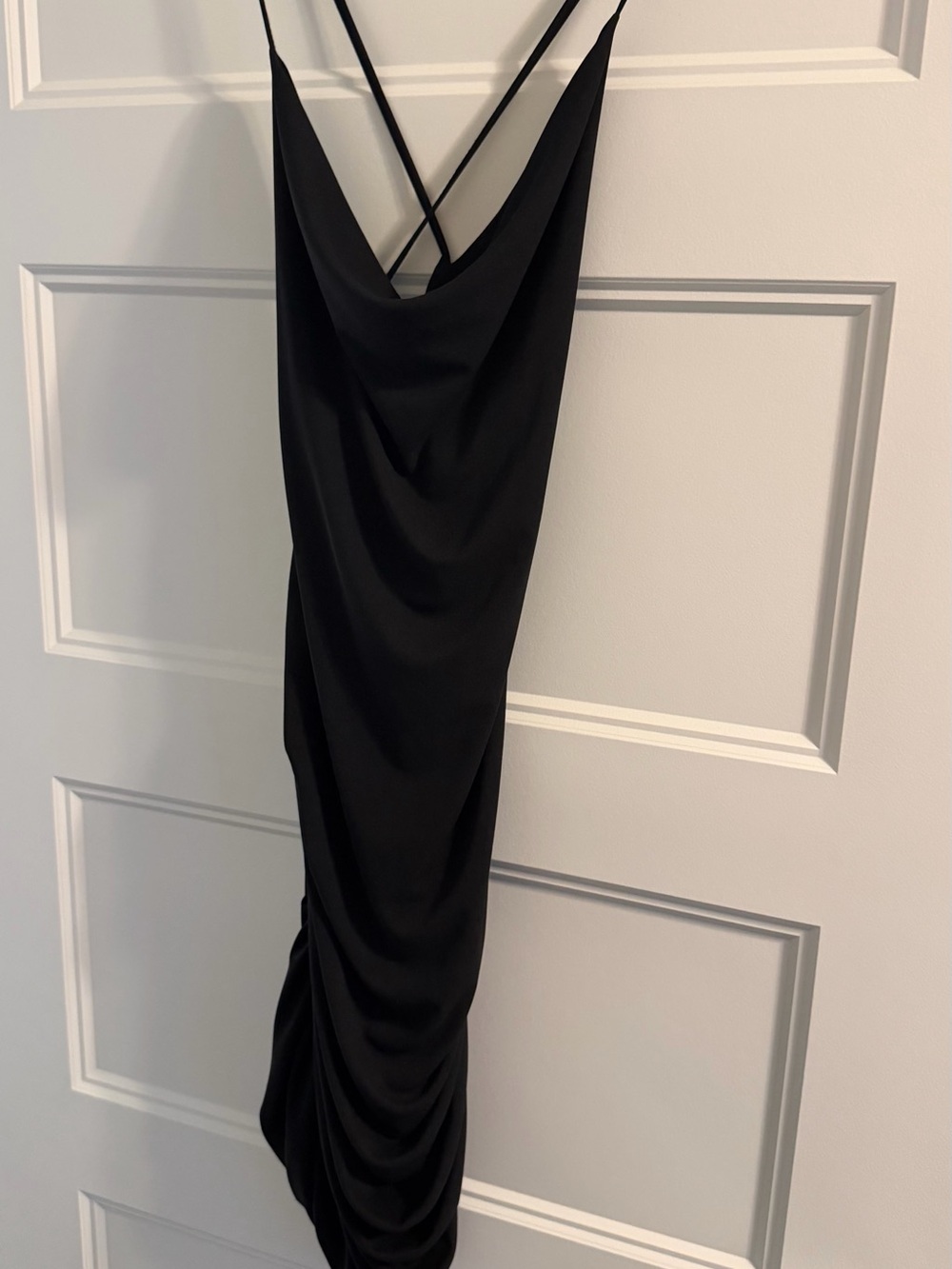 Zara Black Strapless Cowl Slip Dress with Crisscross Straps